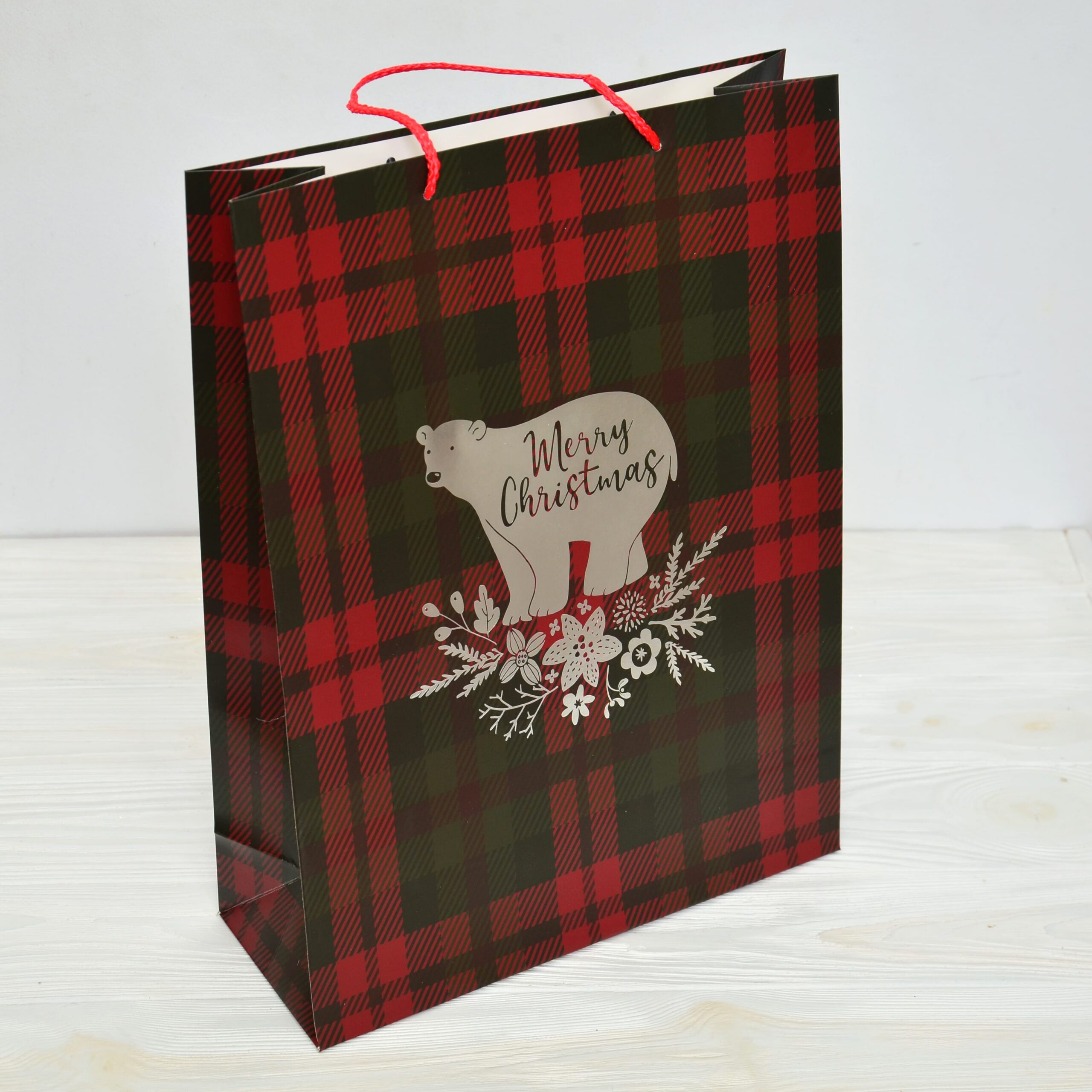 Пакет 310*120*420 мм (Тартан - Merry Christmas ведмідь) 1 Пакет