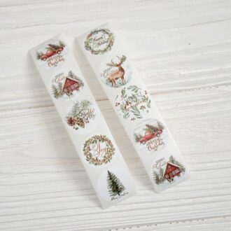 Наклейки круглі Christmas, асорті, зелені, 10 шт.