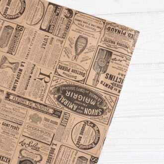 Папір подарунковий (крафт - газета чорна французька) - рулон 8 м