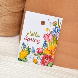Бірка 50*70 мм Hello Spring квіти яскраві