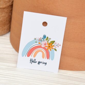 Бірка 50*70 мм Hello Spring веселка