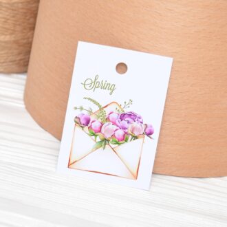 Бірка 50*70 мм Spring конверт з квітами