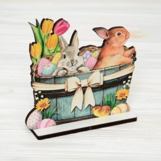 Фігурка на підставці Зайчики в кошику