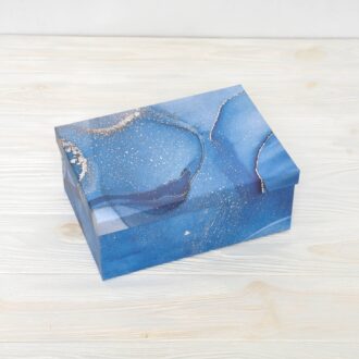 Коробка прямокутна (В) Позолота синя 23*16*9 см