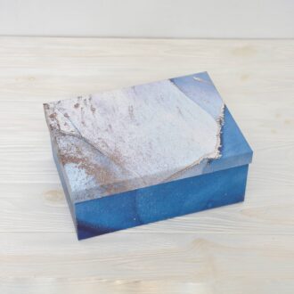 Коробка прямокутна (В) Позолота синя 25*18*10 см