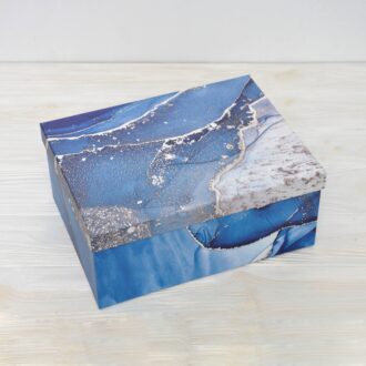 Коробка прямокутна (В) Позолота синя 29*22*12 см