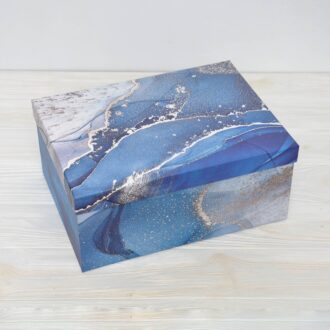 Коробка прямокутна (В) Позолота синя 31*23*13 см