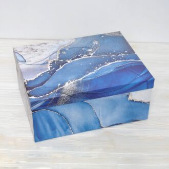 Коробка прямокутна (В) Позолота синя 33*25*14 см