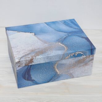Коробка прямокутна (В) Позолота синя 35*27*15 см