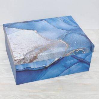 Коробка прямокутна (В) Позолота синя 37*29*16 см