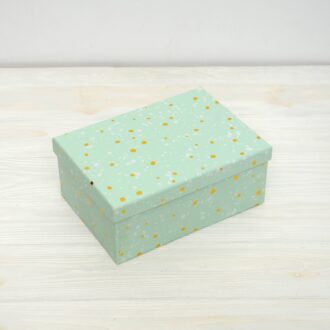 Коробка прямокутна (В) Золоті плямки мятна 23*16*9 см