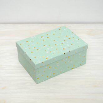 Коробка прямокутна (В) Золоті плямки мятна 25*18*10 см