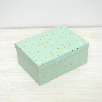 Коробка прямокутна (В) Золоті плямки мятна 27*20*11 см