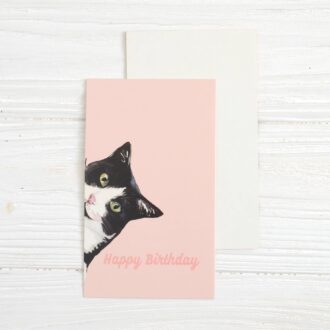 Листівка 80*135 мм HB кіт на рожевому