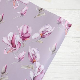 Папір подарунковий в листах 100*70 см (рожевий - магнолії)