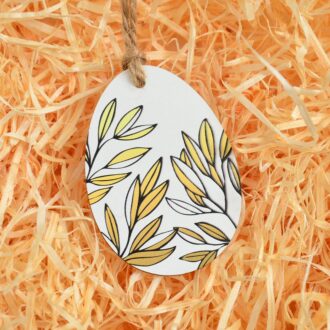 Фігурка підвісна Яйце пласке рослини золоті