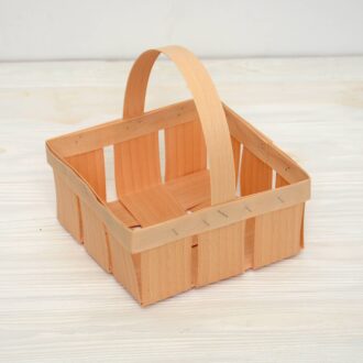 Кошик зі шпону квадратний 160*160*80 мм з ручкою