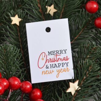Бірка новорічна 50*70 мм Christmas - New Year напис