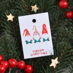 Бірка новорічна 50*70 мм Merry Christmas гномики