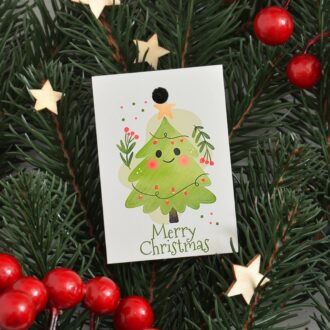 Бірка новорічна 50*70 мм Merry Christmas ялинка