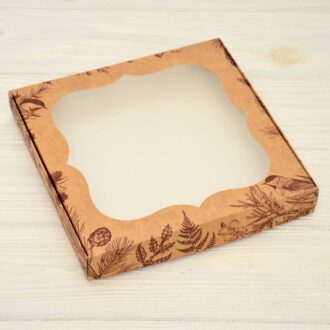 Коробка 200*200*30 мм гілочки на крафті