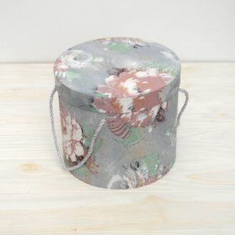 Коробка кругла Квіти акварельні сіра 20*18 см S