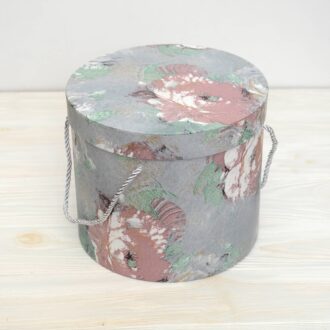 Коробка кругла Квіти акварельні сіра 22*19 см M