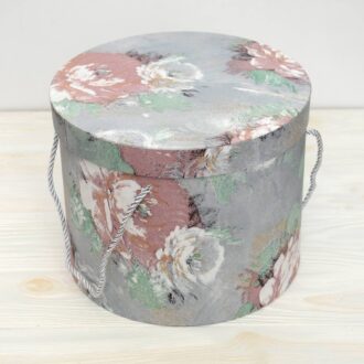 Коробка кругла Квіти акварельні сіра 25*20 см L