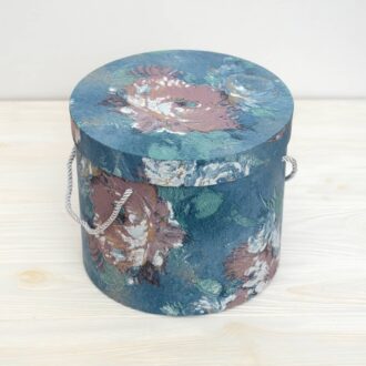 Коробка кругла Квіти акварельні синя 22*19 см M