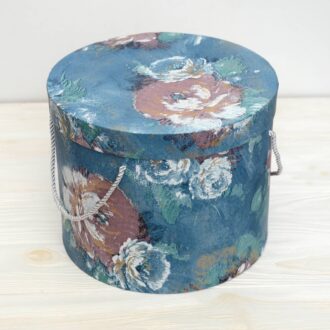 Коробка кругла Квіти акварельні синя 25*20 см L