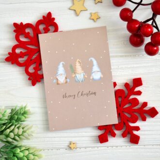 Міні-листівка новорічна 70*100 мм Merry Christmas гномики