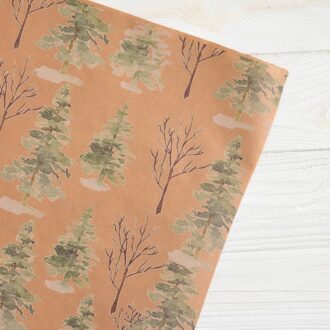 Папір новорічний (крафт - ялинки в снігу)
